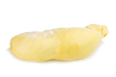Durian. meyve Kral. soyulmuş. Beyaz arka plan üzerinde izole