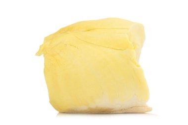 Durian. meyve Kral. soyulmuş. Beyaz arka plan üzerinde izole