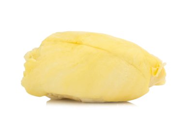 Durian. meyve Kral. soyulmuş. Beyaz arka plan üzerinde izole