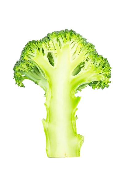 Brócolis meio isolado sobre fundo branco — Fotografia de Stock