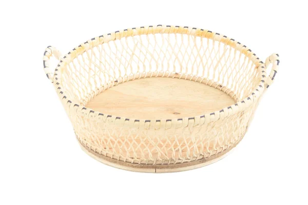 Empty wicker basket on white background — Stock Photo, Image
