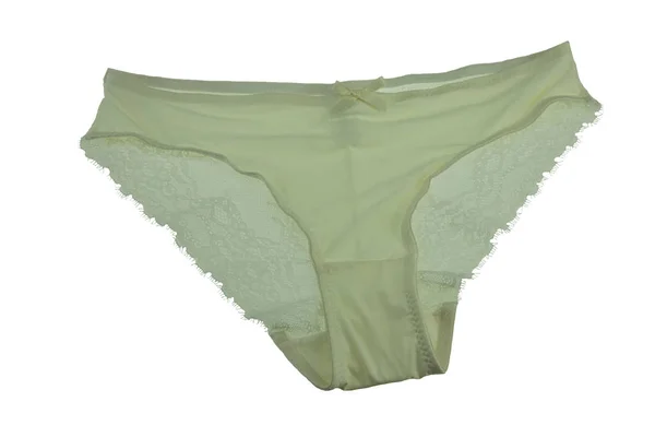 Calcinhas Renda Seda Verde Isoladas Fundo Branco Roupa Interior Verde — Fotografia de Stock