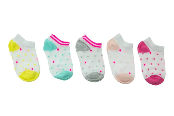 Ensemble Coloré Chaussettes Bébé Isolées Sur Fond Blanc Mode Bébé — Photo