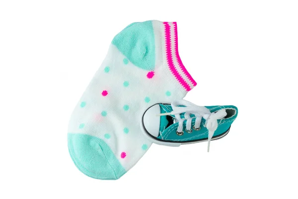 Des Articles Pour Bébés Chaussettes Bébé Colorées Une Chaussure Bébé — Photo