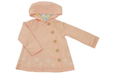 Küçük kız beyaz izole için şık bahar ve yaz ceket. Moda çocuk.