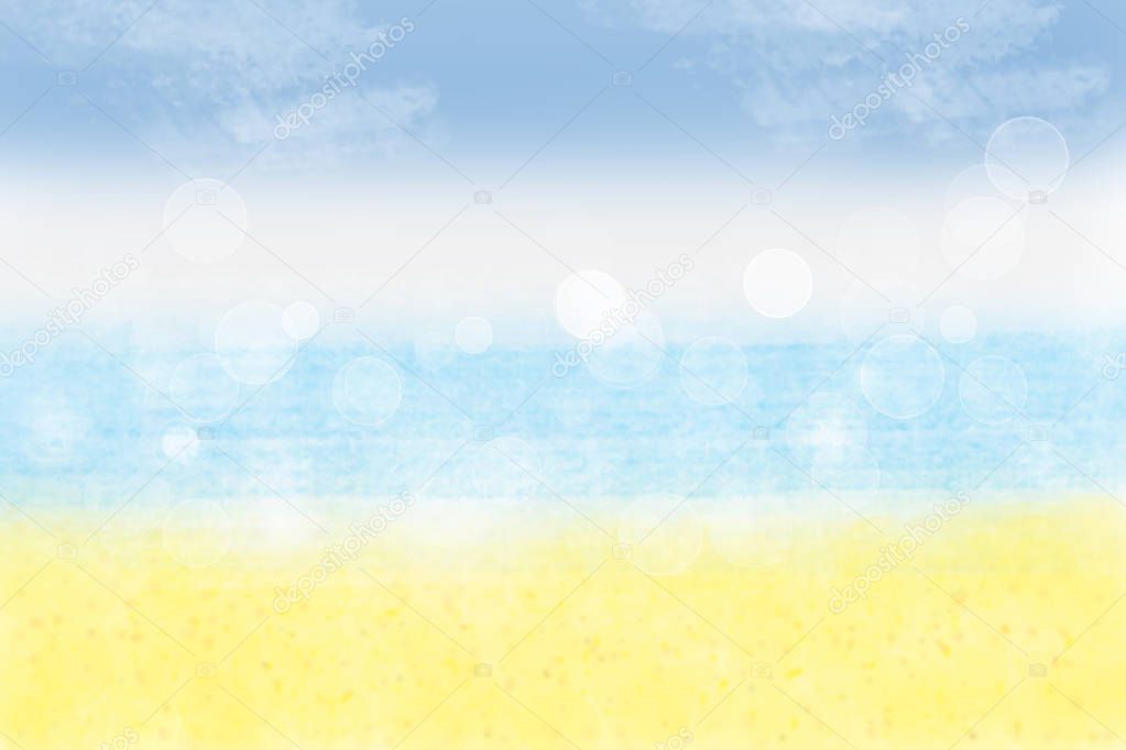 Abstract  pastel colored bright summer bokeh background. Concept summer holidays. A glorious summer's day with sunshine at blue sky and with  bright colors of nature.
