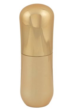 Beyaz arka plan üzerinde izole kozmetik lüks altın şişe. Kavram güzellik. Kopya alanı.