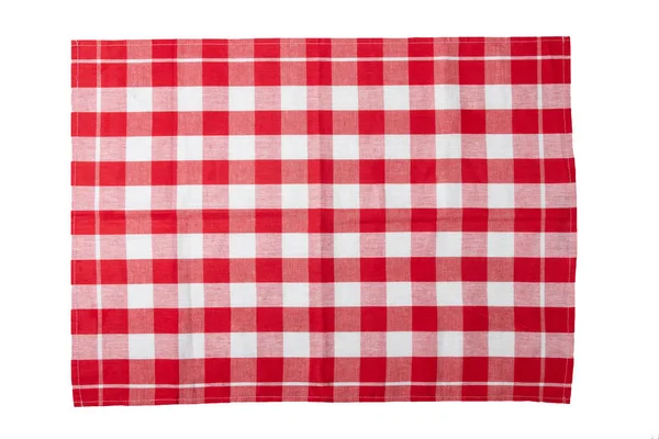 Rot Weiß Karierte Serviette Isoliert Auf Weißem Hintergrund — Stockfoto