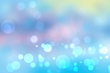 Soyut Mavi pastel bokeh arka plan doku parlak yumuşak renkli daireler ile. Senin metin için yer.