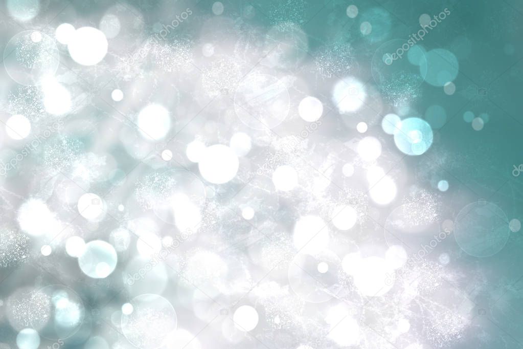 Christmas background. Abstract shiny light and glitter christmas background with white bokeh circles. Beautiful texture.