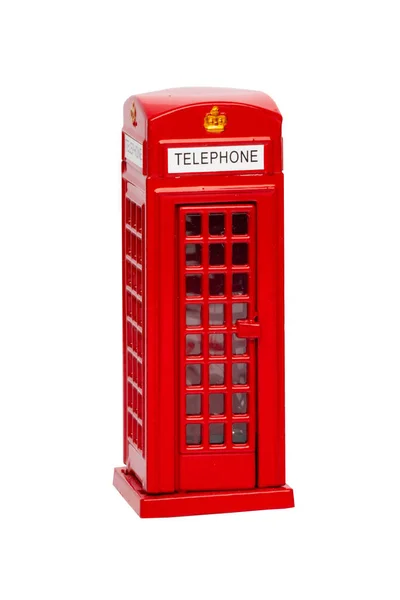 London Phone Booth Classic British Red Telephone Box Isolated White — Stock Photo, Image