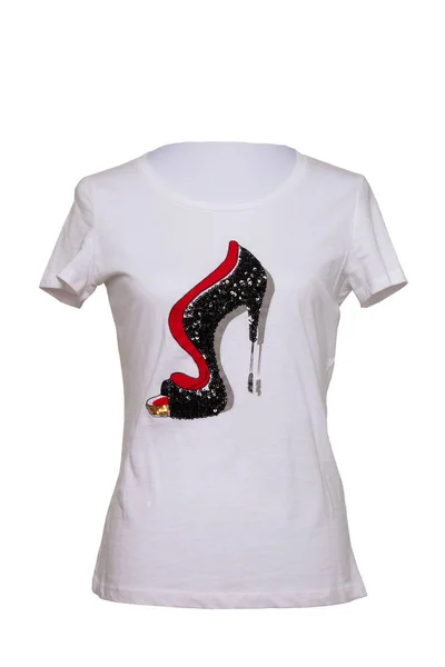 Woman Summer Fashion Close White Shirt Shirt Shoe Print Mannequin — Stock Photo, Image