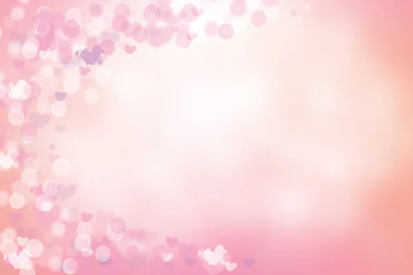 抽象节日模糊明亮的粉红色柔和的背景与白色和粉红色的心爱博克尔为情人节或结婚卡 用于设计的空间 卡的概念 — 图库照片