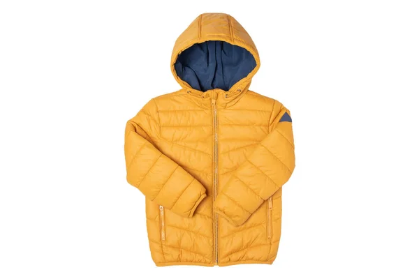 Childrens Winter Jacket Stylish Childrens Yellow Warm Jacket Isolated White — Stock Photo, Image