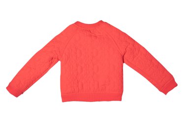 İlkbahar ve sonbahar için çocuk ceket. Şık kırmızı beyaz bir arka plan üzerinde izole ceket aşağı sıcak. Çocuk moda.