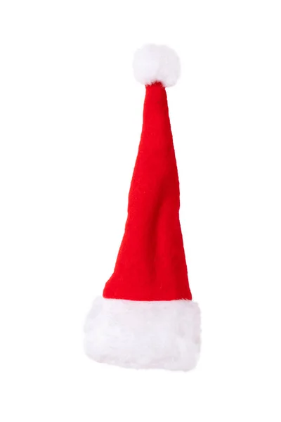 Närbild Jultomte Hatt Isolerad Vit Bakgrund Jul Dekorationer Bakgrund — Stockfoto