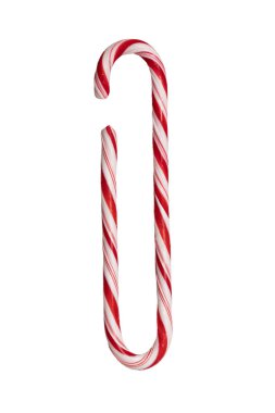 Geleneksel Noel çizgili baston şekerler beyaz arka planda izole edilmiş. Üst görünüm.