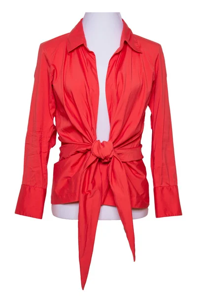 Blusa Verano Elegante Blusa Femenina Verano Roja Sobre Maniquí Aislada —  Fotos de Stock