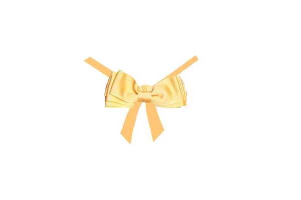 Gift Bows Decorative Gold Shiny Bow Made Satin Painted Ribbons — Stock Photo, Image