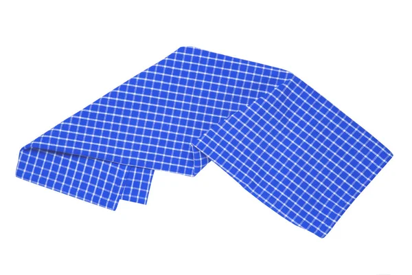 Picknick duk textur isolerad på en vit bakgrund. Kökshandduk. Handdukar isolerade. Närbild av blå och vit rutig servett eller — Stockfoto