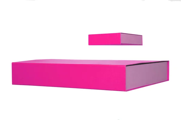 Подарункова коробка ізольована. Крупним планом дві рожеві подарункові коробки або картон — стокове фото