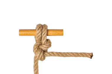 Halat izole. Şekil inişli çıkışlı Closeup otostop düğüm veya düğüm üzerinden