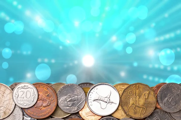 Coins background. Closeup of coins border built of a lot of mone — Stock Photo, Image