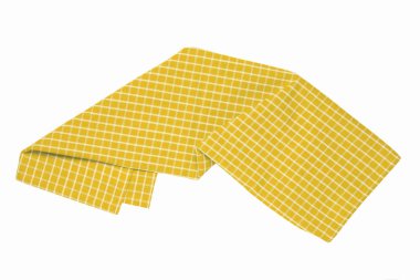 Havlular izole edildi. Sarı ve beyaz damalı peçete o yakın çekim