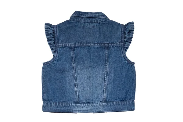 Jeans vests fashion. Sleeveless blue jeans vest or jacket for th — Stock Photo, Image