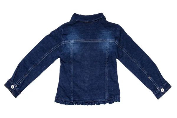 Veste jean enfant isolée. Un élégant denim à la mode blu foncé — Photo