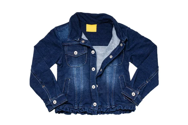Kids jeans Jacket geïsoleerd. Een stijlvolle modieuze denim Dark Blu — Stockfoto