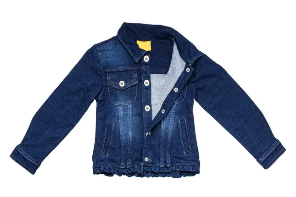 Kids jeans Jacket geïsoleerd. Een stijlvolle modieuze denim Dark Blu — Stockfoto