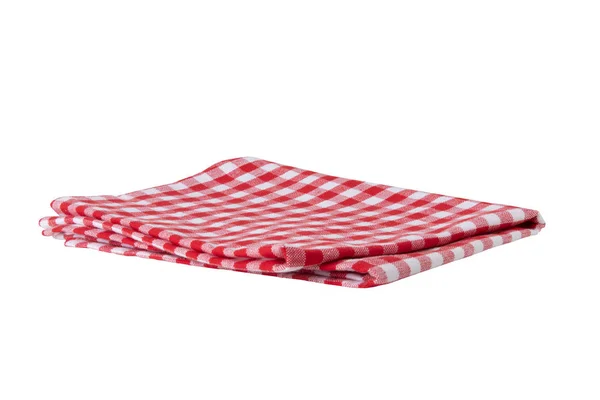 Röd och vit rutig servett isolerad på vit bakgrund. Kit — Stockfoto