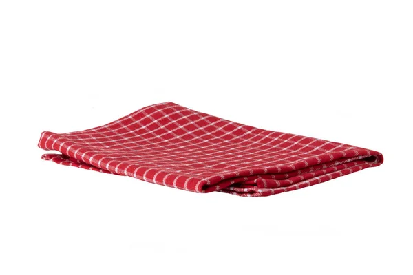 Red and white checkered napkin isolated on white background. Kit — Stock Photo, Image