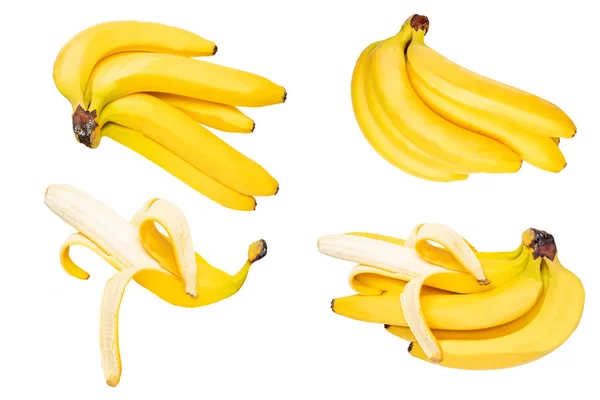 Frutos tropicales aislados. Colección de sabrosos plátanos maduros aislados — Foto de Stock