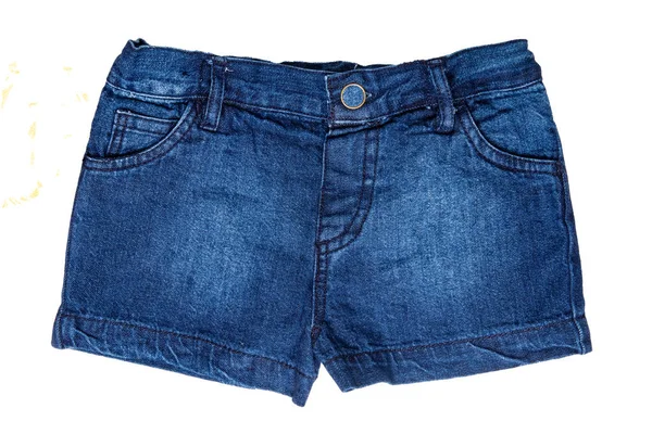 Jeans-Shorts isoliert. trendige, stylische kurze Jeanshose mit ora — Stockfoto