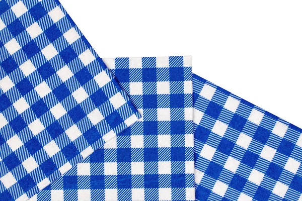 Närbild av en uppsättning av blått och vitt rutig köks duk eller na — Stockfoto