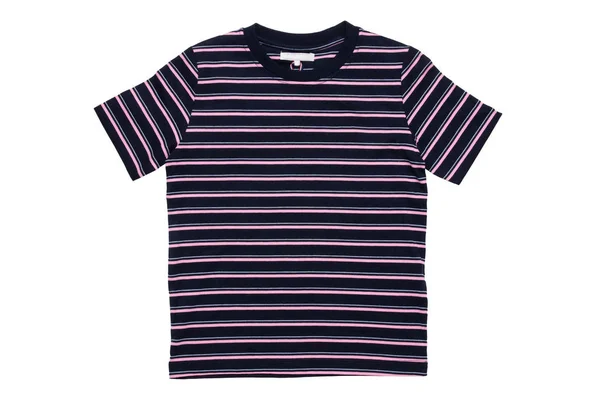 Camisa a rayas. Primer plano de una camiseta a rayas de color rosa negro con shor — Foto de Stock
