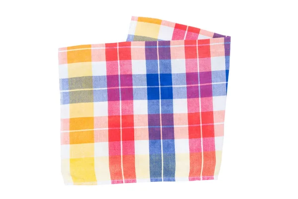 Primer plano de una servilleta a cuadros azul, blanco, rojo, amarillo y naranja —  Fotos de Stock