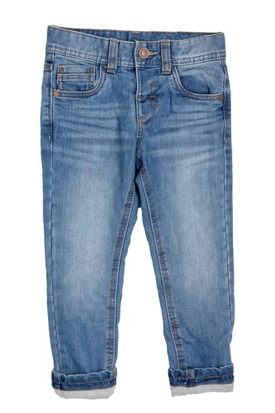 Calças isoladas. Calça jeans azul elegante na moda ou calças para c — Fotografia de Stock