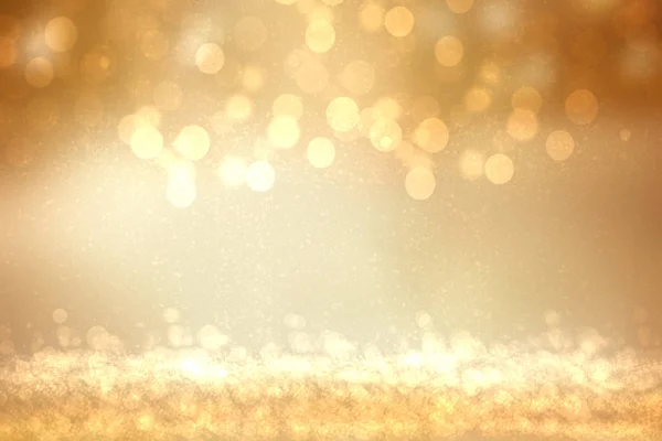 Eine festliche abstrakte goldgelbe Gradienten-Hintergrundstruktur mit glitzernden defokussierten funkelnden Bokeh-Kreisen. Kartenkonzept für frohes neues Jahr, Party, Einladung, Valentinstag oder andere Feiertage. — Stockfoto