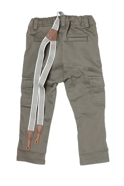 Dżinsy na białym tle. Modne Stylowe spodnie dżinsowe z zieleń khaki — Zdjęcie stockowe