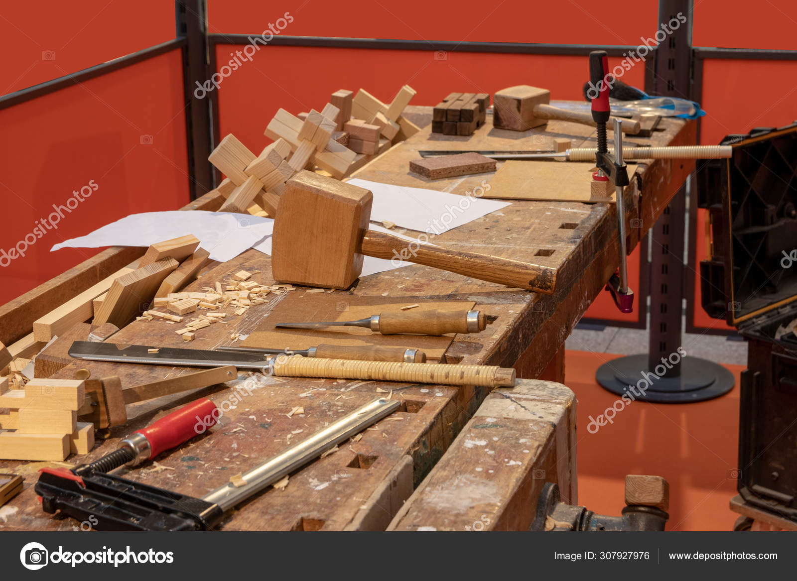 Carpentry Workshop A Workbench In A Carpentry With Professional