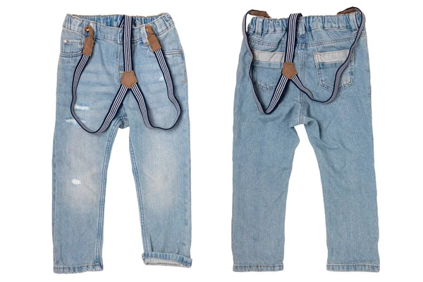 Jeans isolerade. Trendig snygg blå denim byxa eller byxa för c — Stockfoto