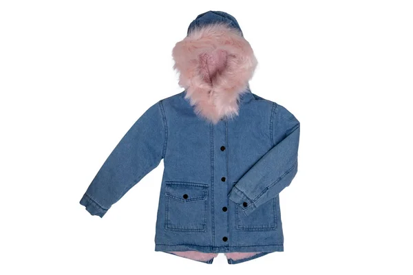 Kinder Jeansjacke isoliert. eine stilvolle modische gemütliche warme Deni — Stockfoto