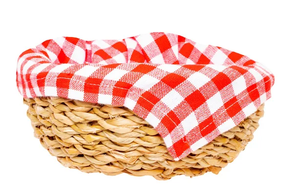 Empty picnic basket. Close-up of a empty straw basket therein a — Stock Photo, Image