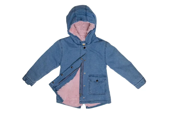 Dětská džínová bunda izolovaná. Stylový módní útulný teplý deni — Stock fotografie