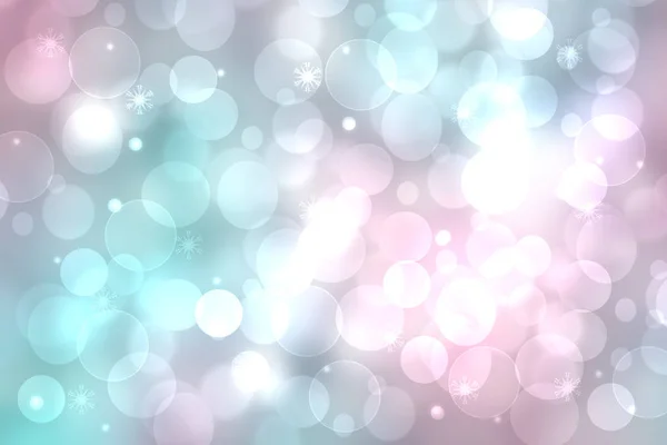 Abstract wazig feestelijk delicate winter kerst of Gelukkig Nieuwjaar achtergrond textuur met glanzend licht turquoise roze en heldere bokeh verlichte sterren. Kaartconcept. — Stockfoto