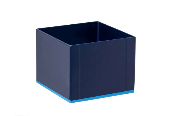 Pudełko Odizolowane Zbliżenie Niebieskiego Otwartego Prezentu Lub Pudełka Prezentów Białym — Zdjęcie stockowe