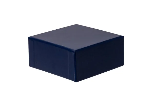 Pudełko Odizolowane Zbliżenie Niebieskiego Zamkniętego Prezentu Lub Pudełka Prezentów Białym — Zdjęcie stockowe